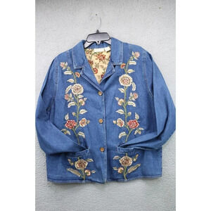 Country Door Women's Embroidered Jean Jacket-1X-Embellished